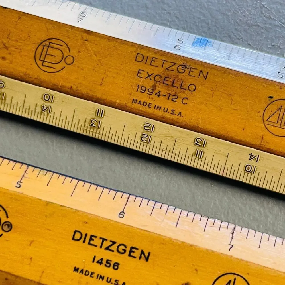 Vintage Dietzen Wooden Ruler Set - Collectible Measuring Tools